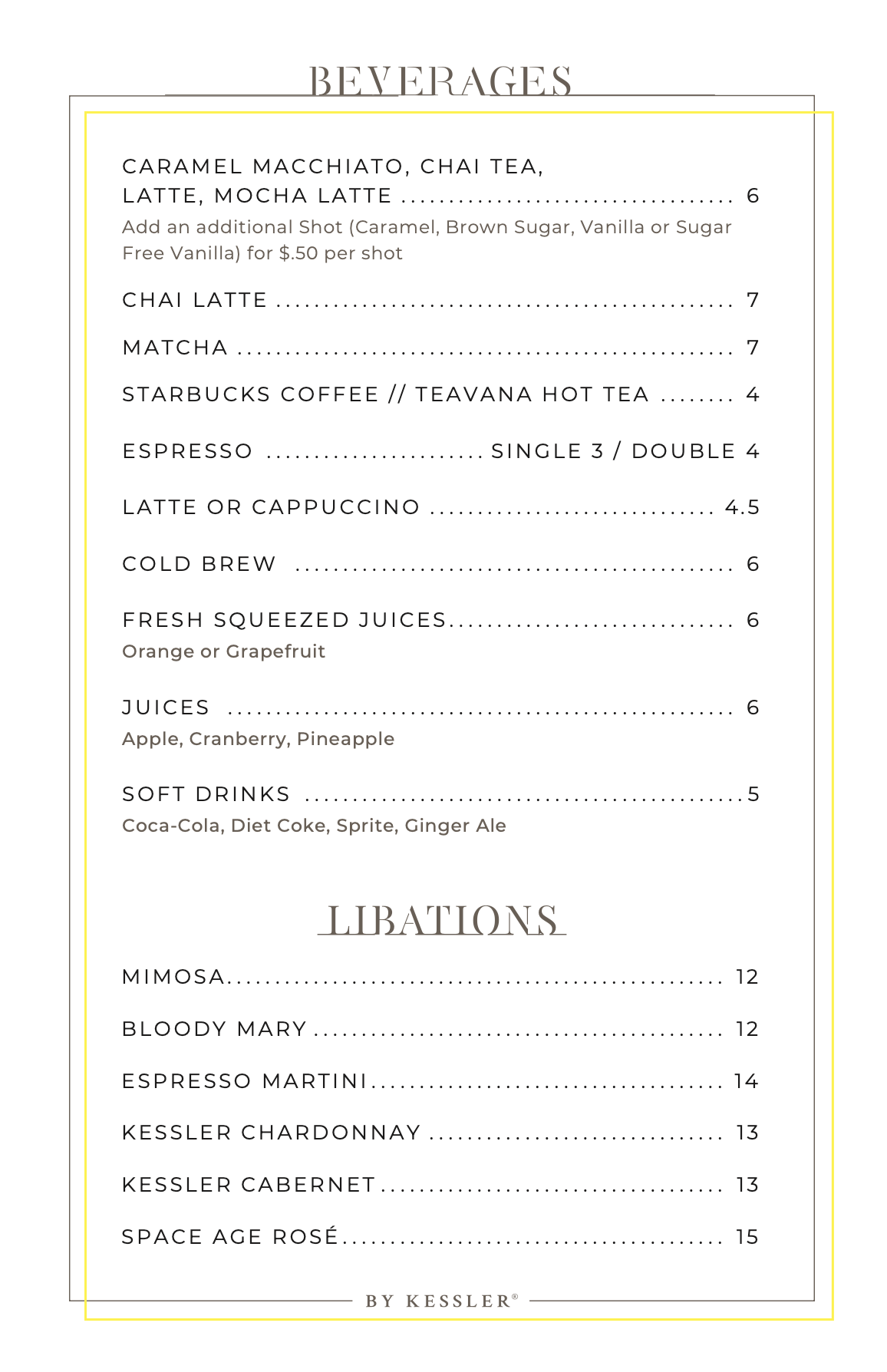 Turbine Market + Cafe Spring 2025 beverage menu